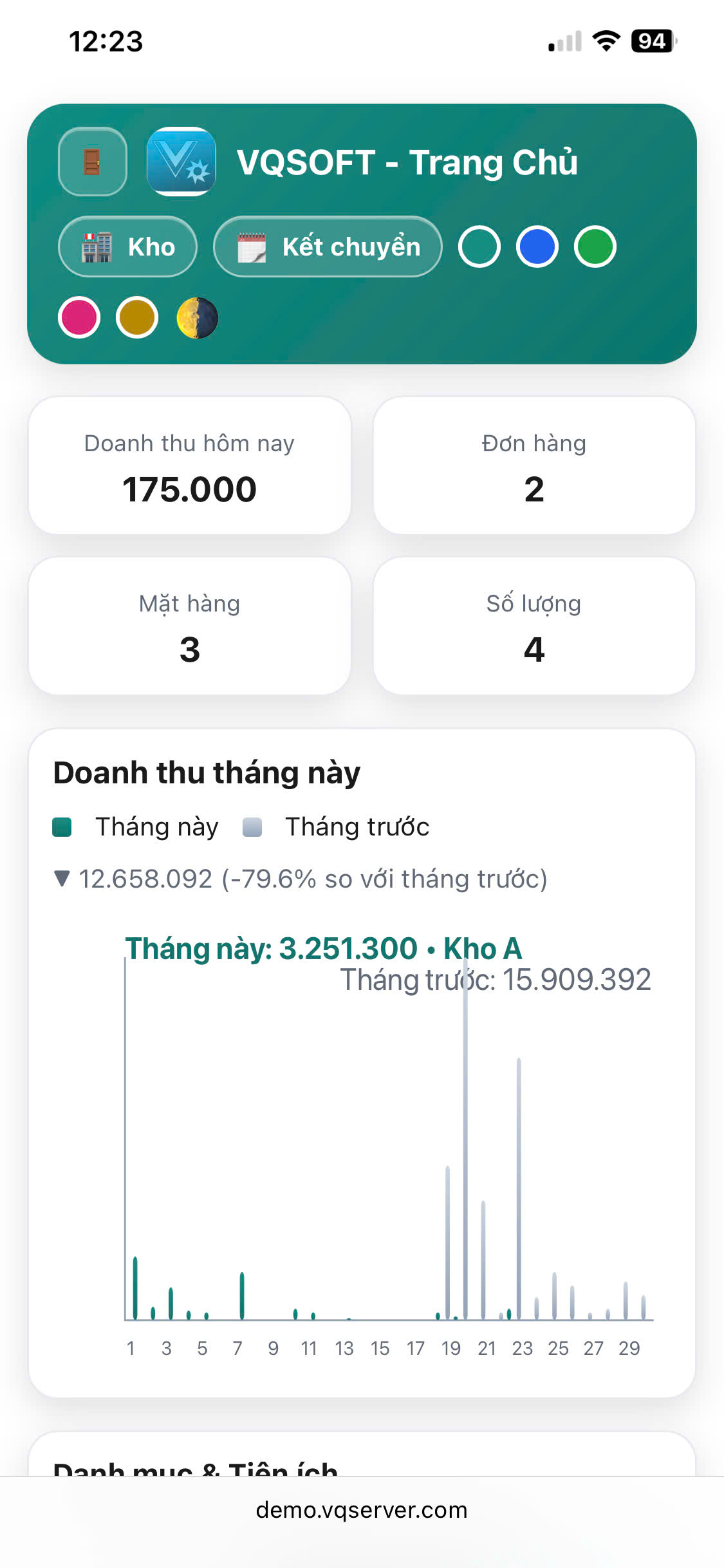 Phần mềm bán hàng trên điện thoại Web App VQFREE
